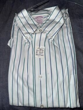 Brooks Brothers Makers Stripe Dress Shirt 15.5-34 USA NWT